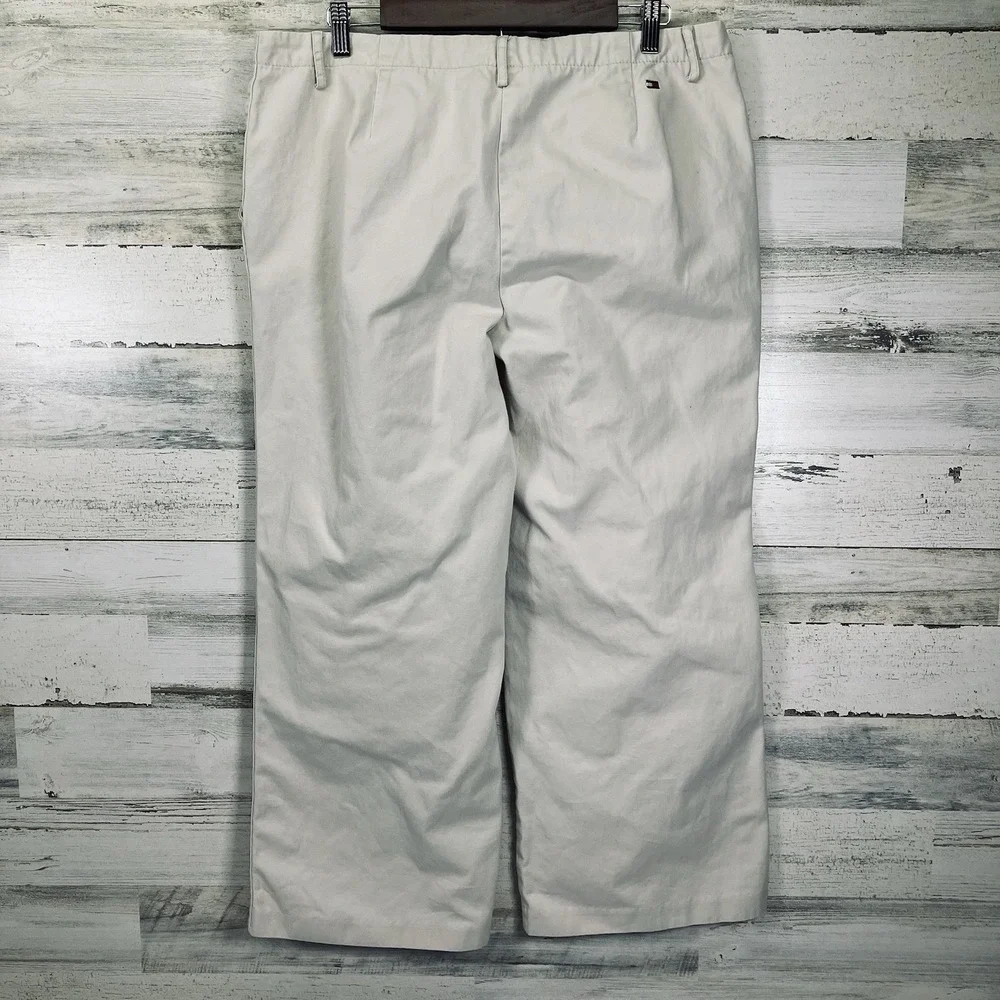 Tommy Hilfiger Womens‎ Light Tan Y2K Vintage 100% Cotton Wide Leg Pants Size 14